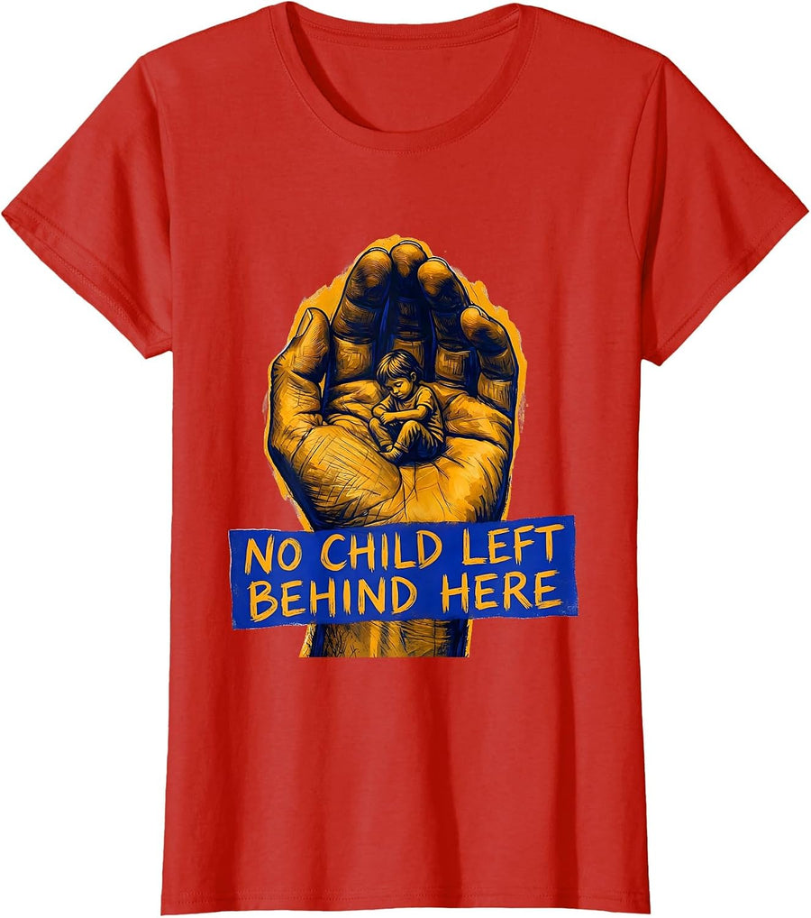 Women's No Child Left Behind Here Sped Teacher Design T-Shirt - Red