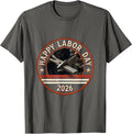 Happy Labor Day 2026 Patriotic Union Worker Pride Messy Bun T-Shirt - Asphalt Grey