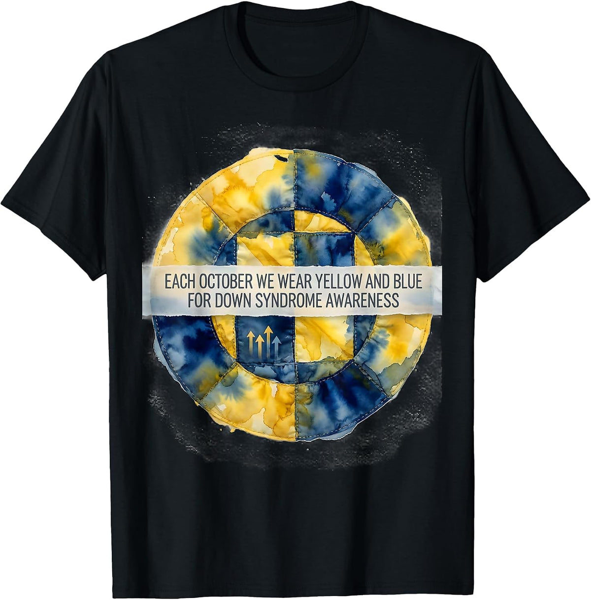 Men's Each October We Wear Yellow Blue Down Syndrome Awareness T-Shirt - Black