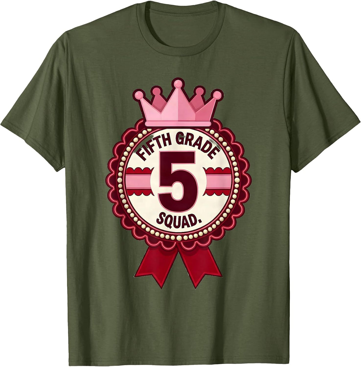 Men's Fifth Grade Squad Coquette Ribbon Back To School Girl T-Shirt - Olive Green