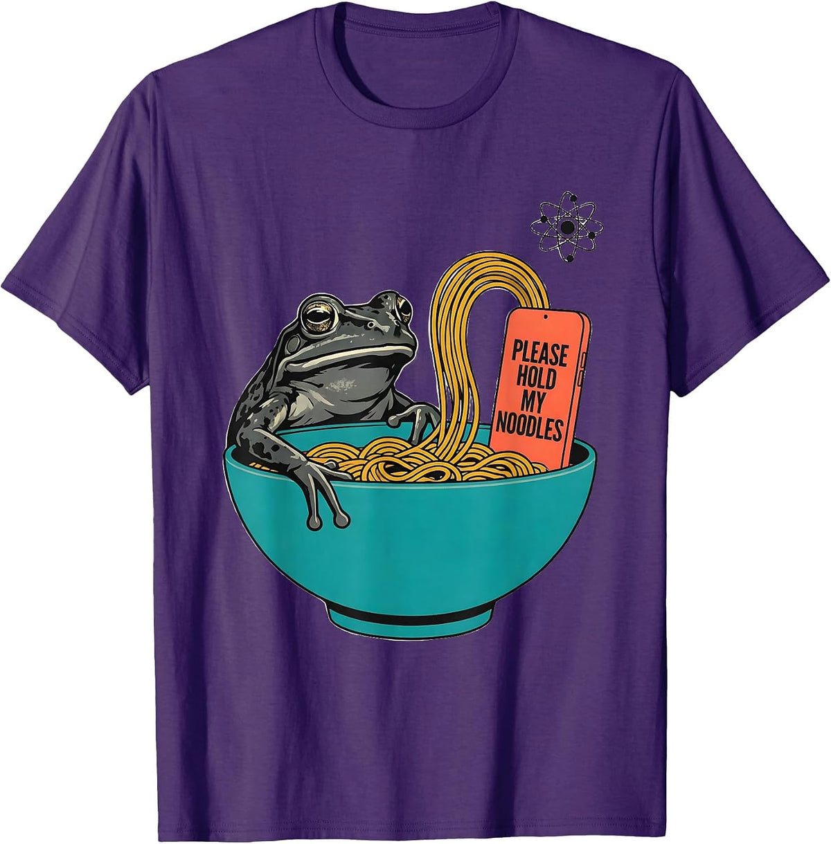Men's Please Hold My Noodles Funny Grumpy Frog Japanese Art Ramen T-Shirt - Purple