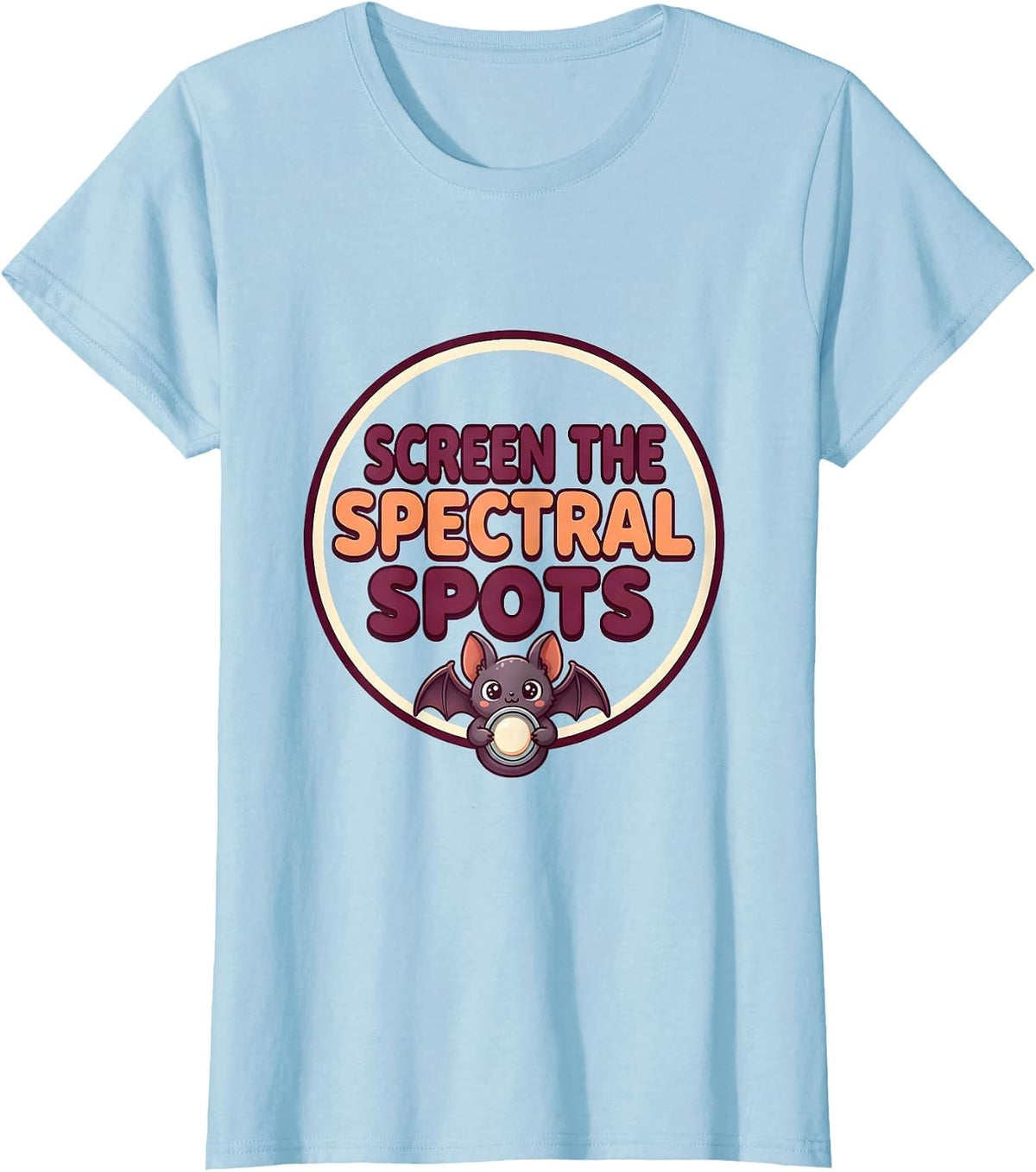 Women's Screen The Spectral Spots Cute Kawaii Halloween Dermatology T-Shirt - Baby Blue