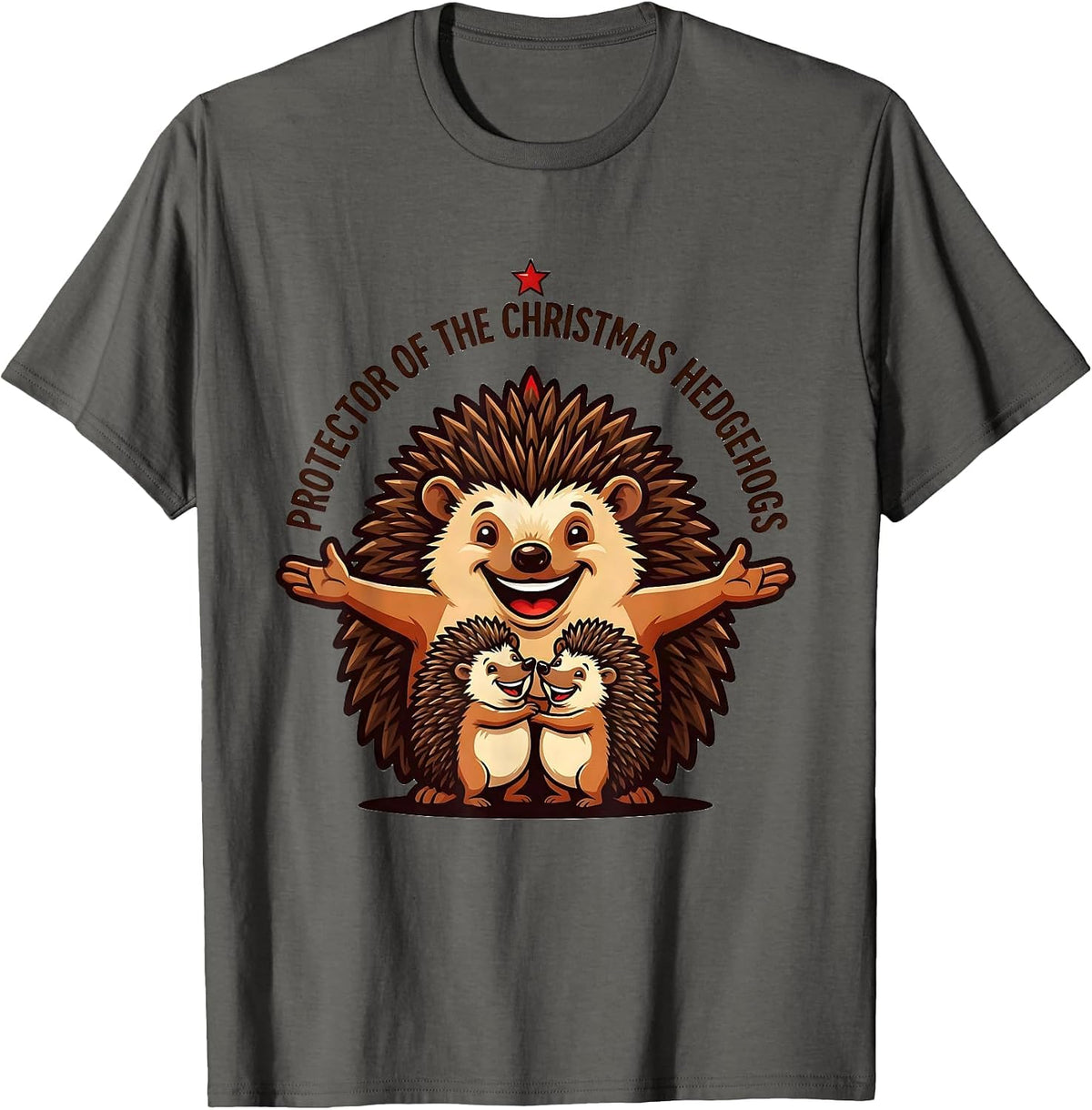 Men's Protector Of The Christmas Hedgehogs Cute Hedgehog Lover T-Shirt - Asphalt Grey