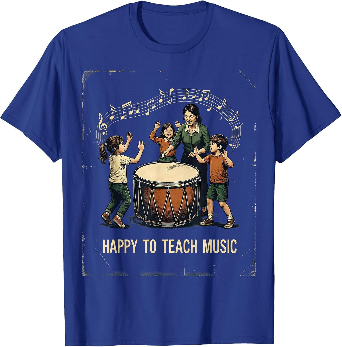 Men's Happy To Teach Music Vintage Music Teacher Back To School T-Shirt - Royal Blue