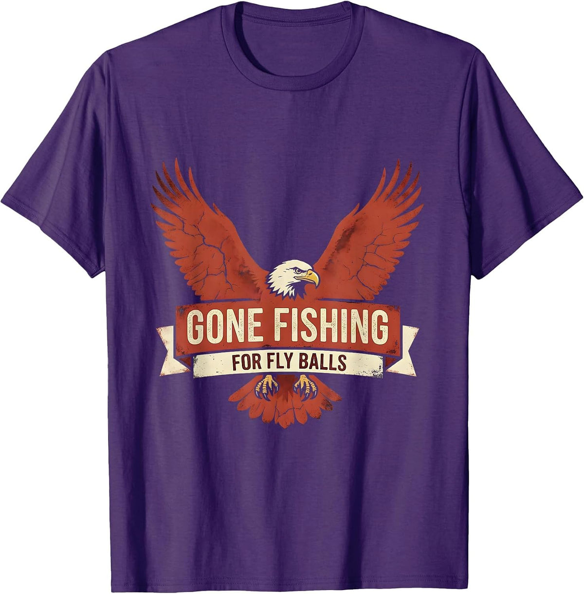 Gone Fishing for Fly Balls Baseball Design T-Shirt - Purple