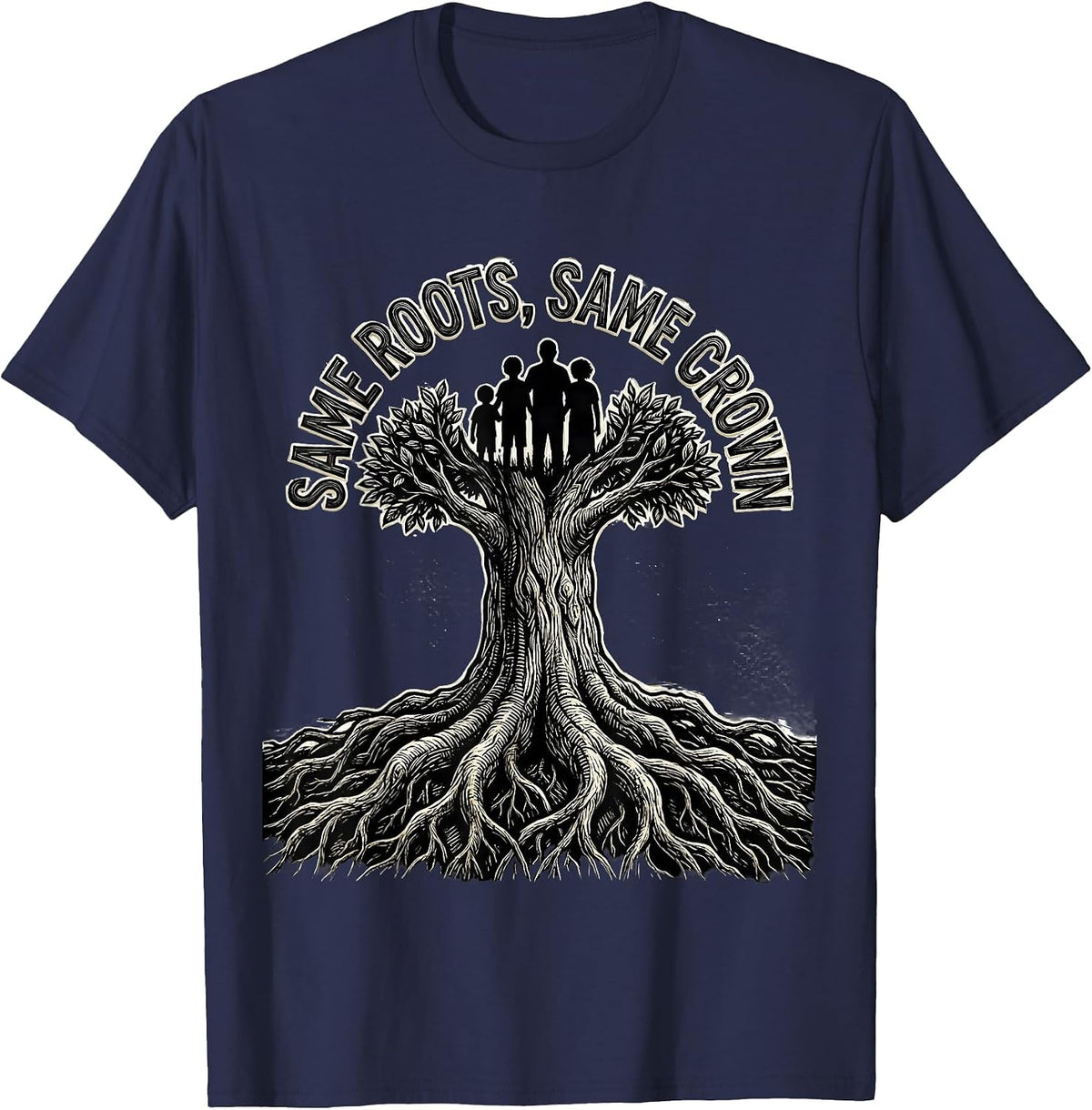 Same Roots, Same Crown Family Reunion Matching Group T-Shirt - Navy Blue