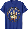 Merry Llama Crew Vintage Funny Llama Lover Christmas T-Shirt - Royal Blue
