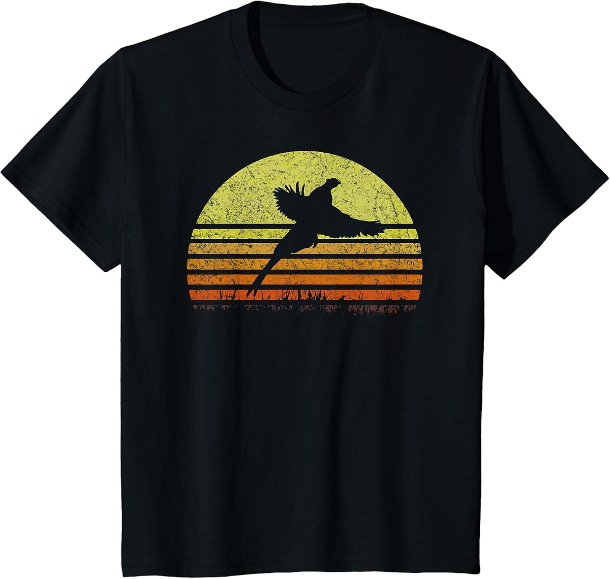 Pheasant Hunting South Dakota Upland Bird Game Hunter Retro T-Shirt - Black