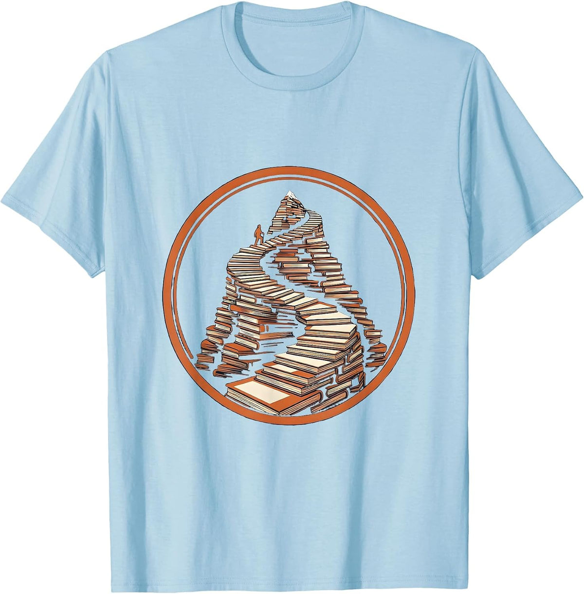 Men's Dyslexia Awareness Stacked Books Mountain Path T-Shirt - Baby Blue