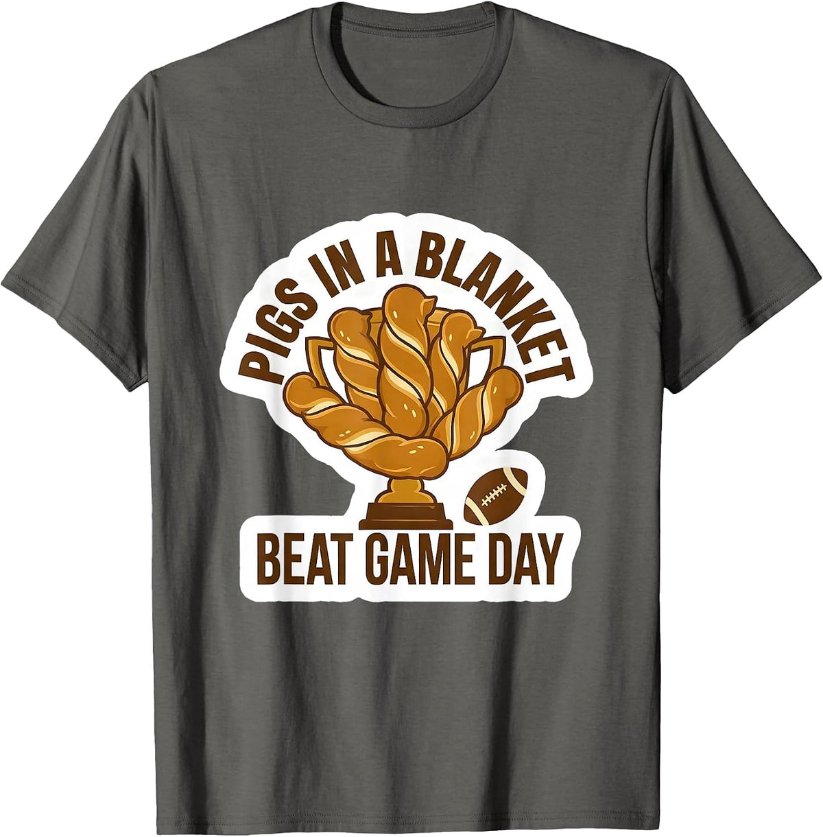 Men's Pigs In A Blanket Beat Game Day Funny Football Food Humor T-Shirt - Asphalt Grey