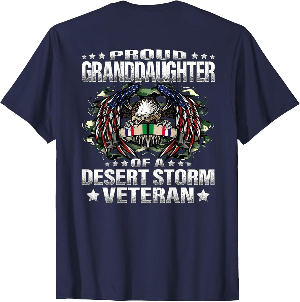 Proud Granddaughter of A Desert Storm Veteran Vet's Family T-Shirt - Navy Blue