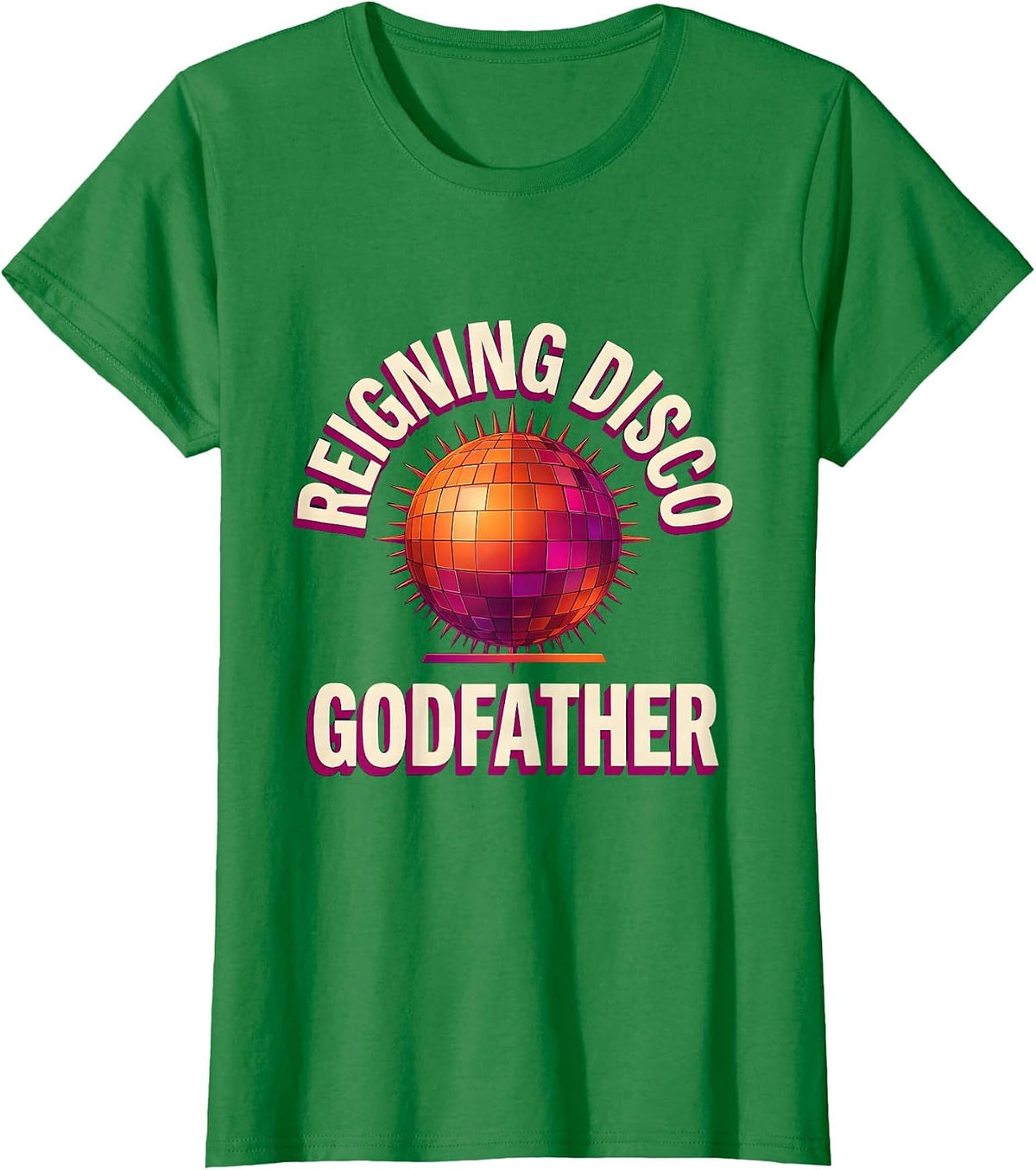 Women's Reigning Disco Godfather Gradient Retro 70s Disco Party T-Shirt - Kelly Green