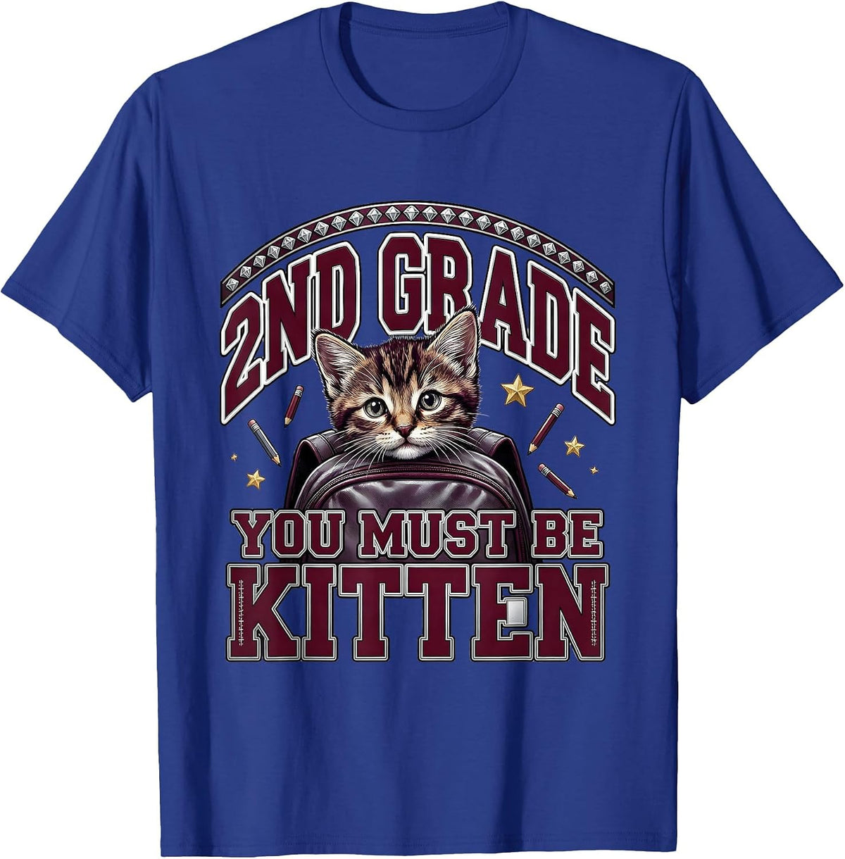 Men's 2nd Grade You Must Be Kitten Cute Cat Lover Back To School T-Shirt - Royal Blue