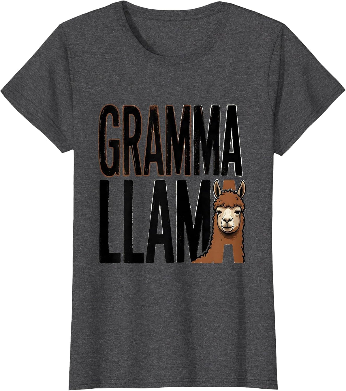 Women's Gramma Llama Funny Llama Alpaca Lover Gift Typography T-Shirt - Dark Heather Grey