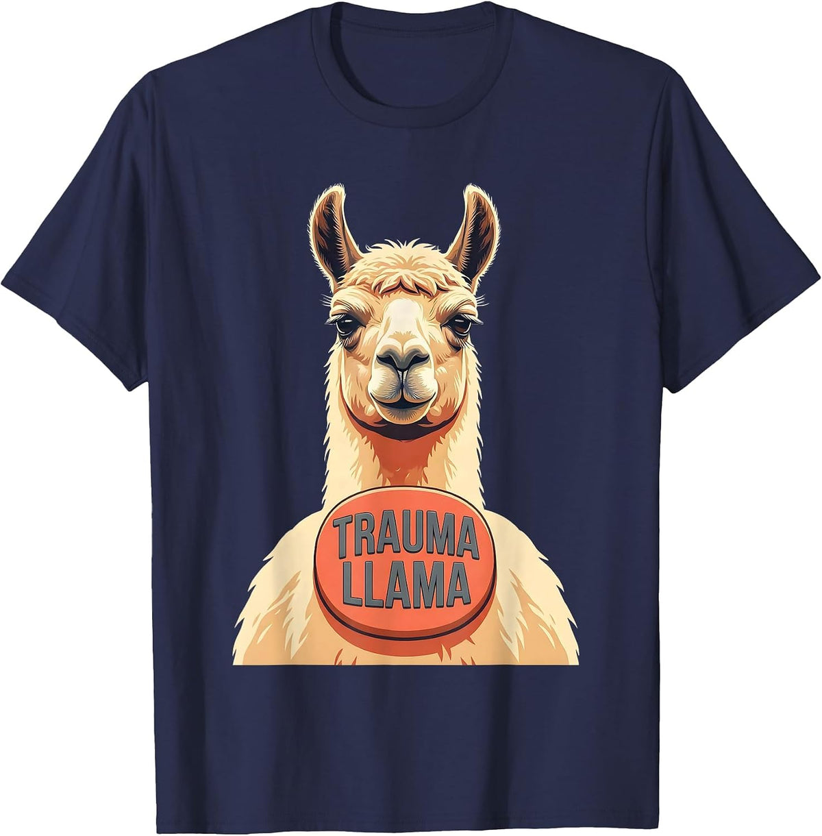 Men's Trauma Llama Funny Llama Alpaca Lover Gift Novelty Animal T-Shirt - Navy Blue