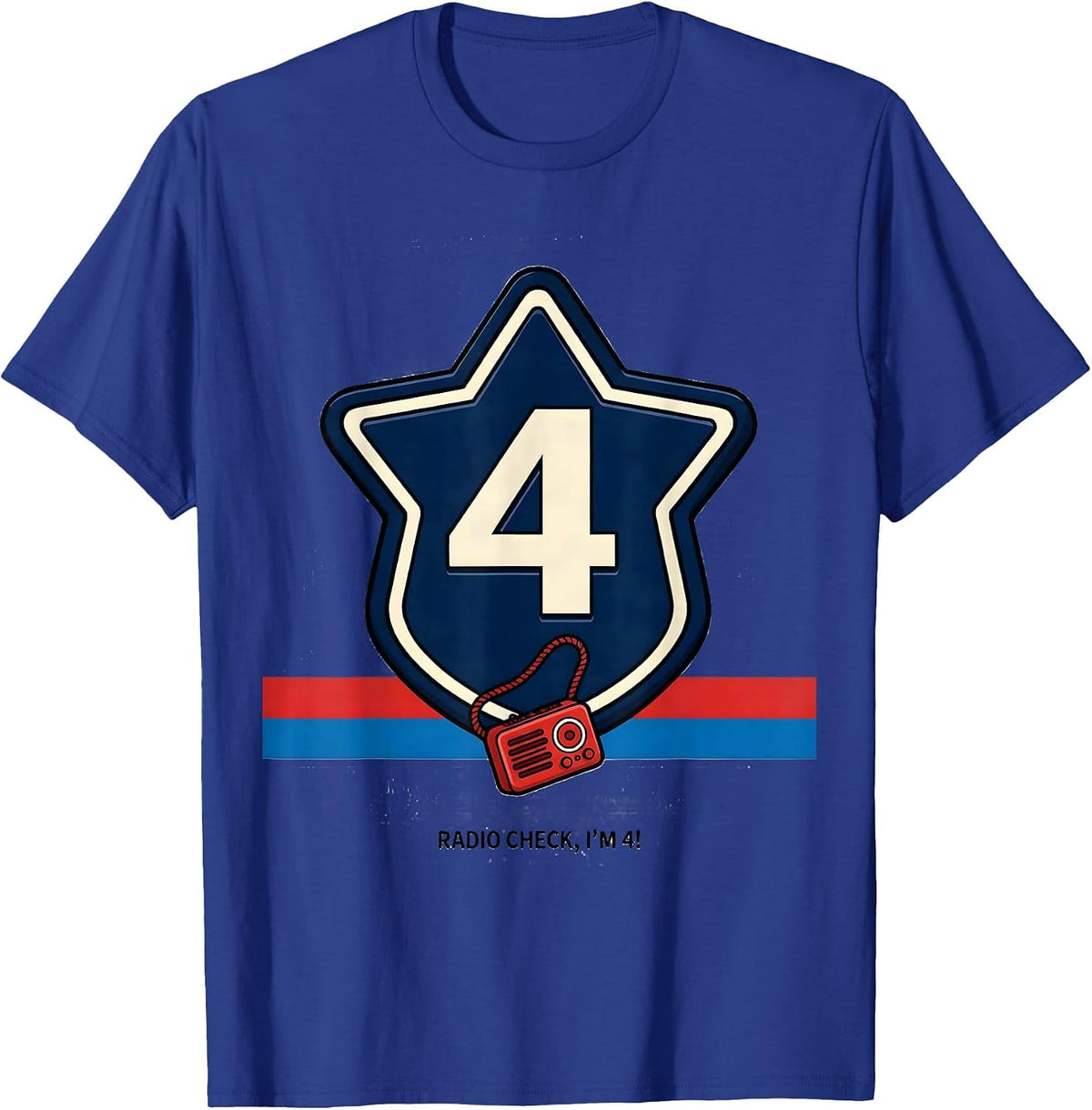 Men's Radio Check, I'm 4! Future Police Officer Kids Costume Play T-Shirt - Royal Blue