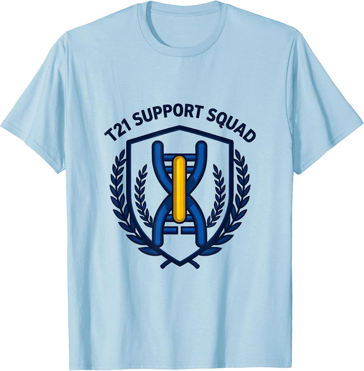 Men's T21 SUPPORT SQUAD Down Syndrome Awareness Extra Chromosome T-Shirt - Baby Blue