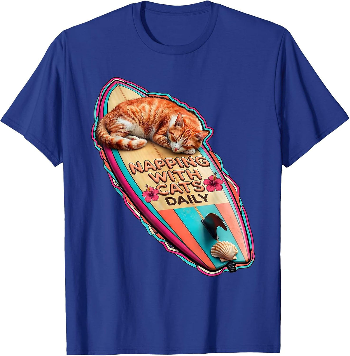 Napping With Cats Daily Cat Lover Design T-Shirt - Royal Blue