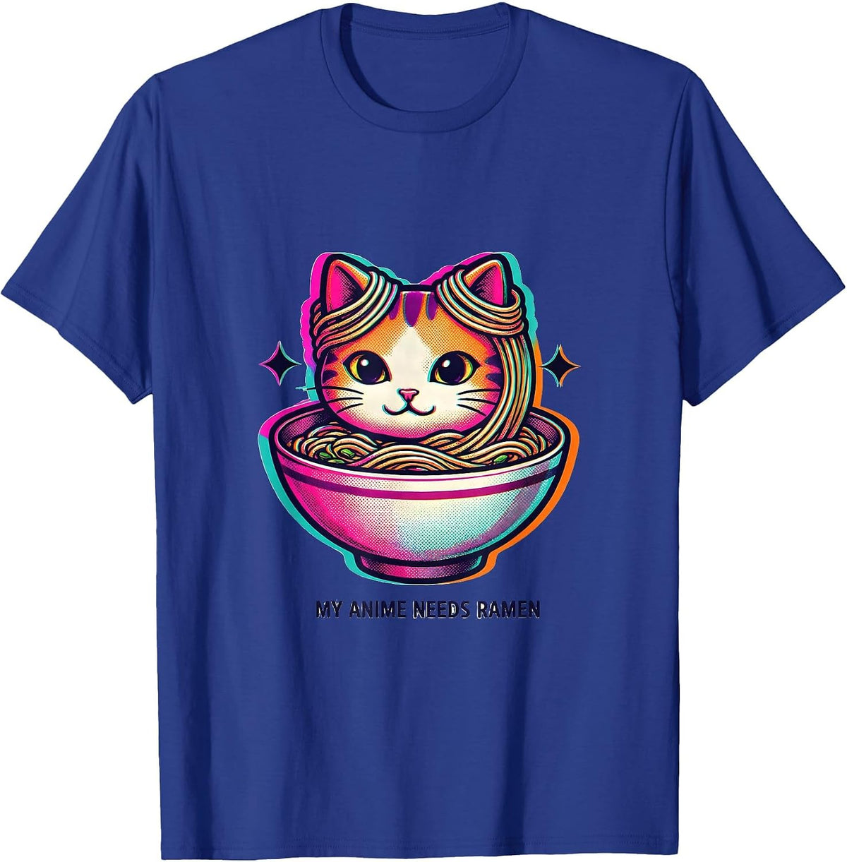 Men's My Anime Needs Ramen Funny Kawaii Anime Cat Gift T-Shirt - Royal Blue