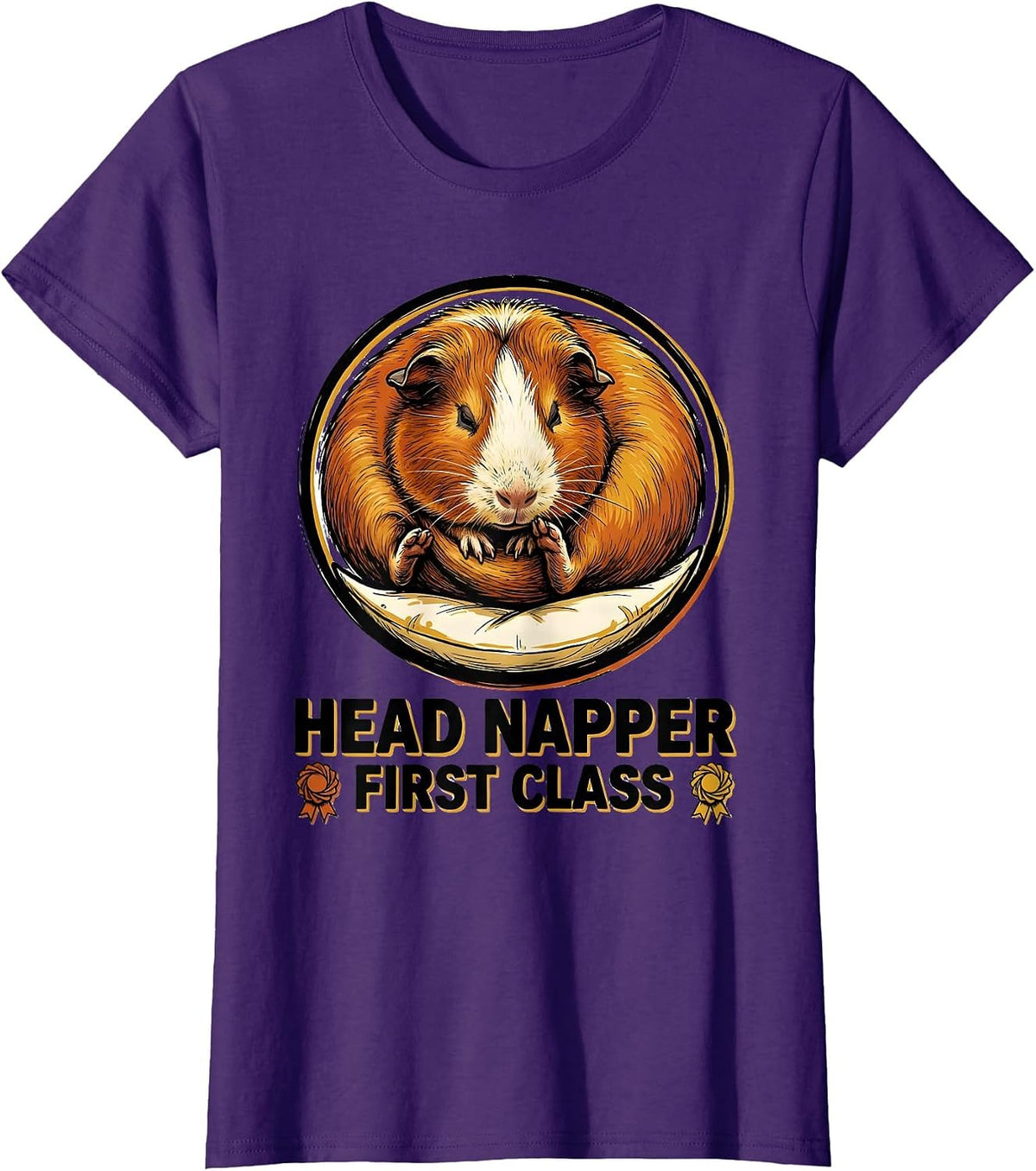 Women's Head Napper, First Class Funny Guinea Pig Official T-Shirt - Purple