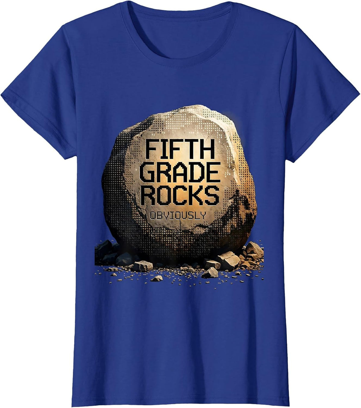 Women's Fifth Grade Rocks Teacher Graphic Design T-Shirt - Royal Blue
