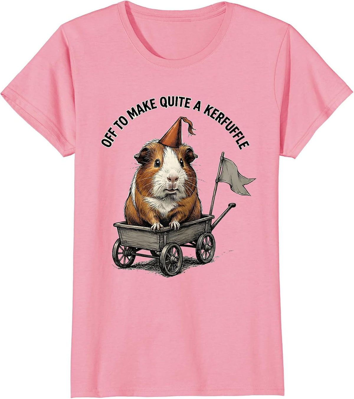 Women's Off To Make Quite A Kerfuffle Hand-Sketched Animal Meme T-Shirt - Pink