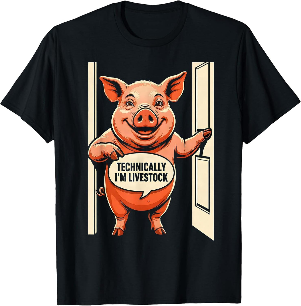 Men's Technically I'm Livestock Funny Pig Lover Farm Animal Humor T-Shirt - Black