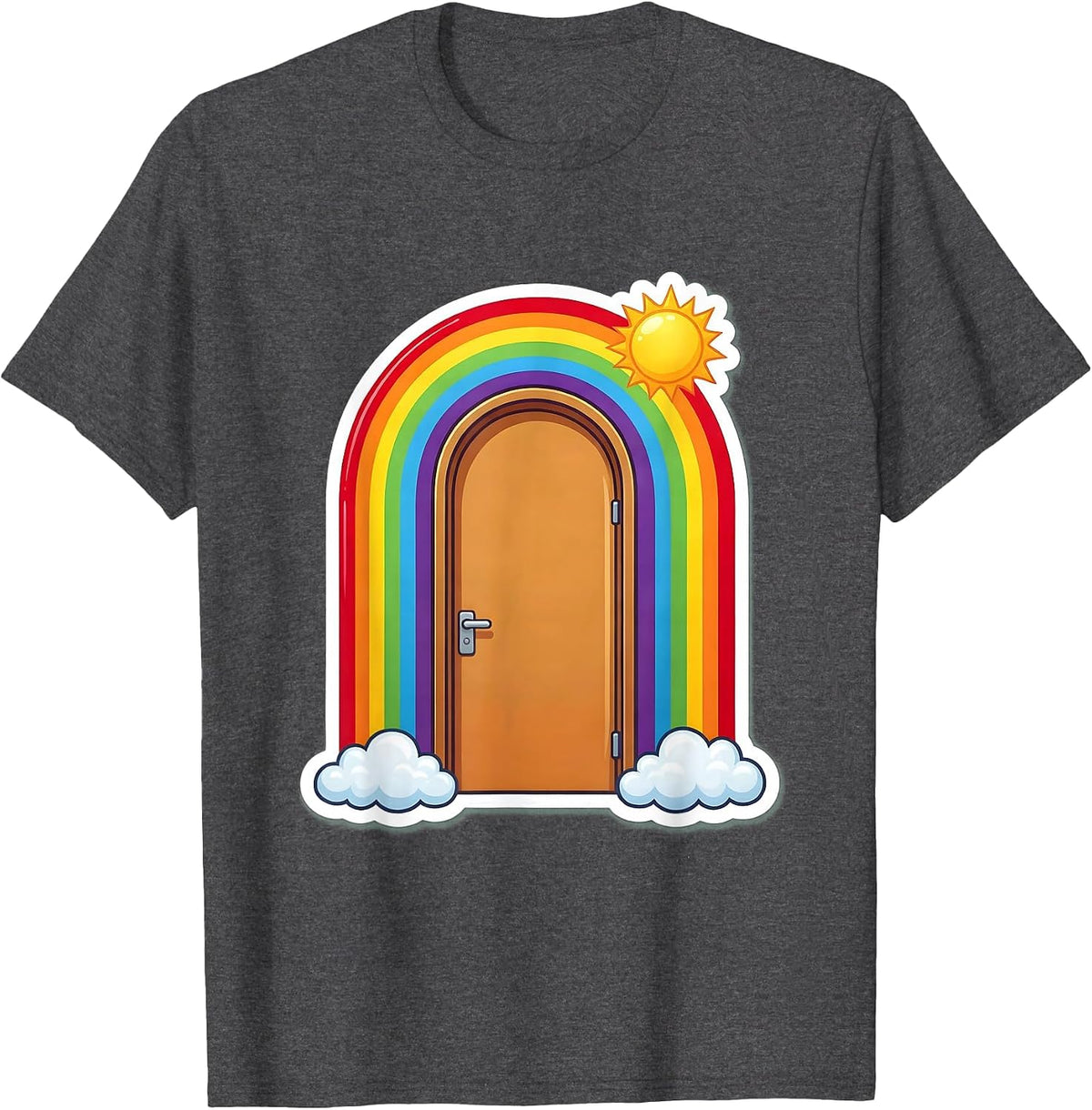 Rainbow Classroom Door Preschool Teacher Gift T-Shirt - Dark Heather Grey