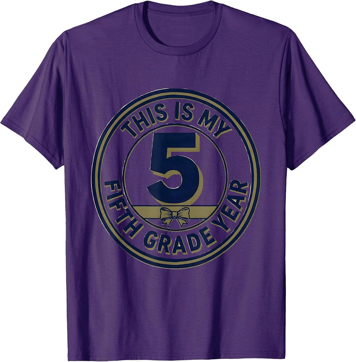Men's This Is My Fifth Grade Year Playful Coquette Bow Back To T-Shirt - Purple