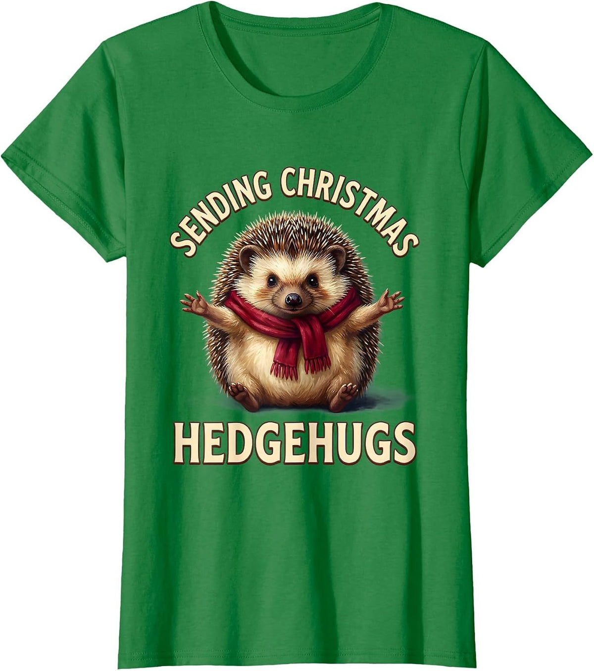 Sending Christmas Hedgehugs Cute Hedgehog Animal Lover T-Shirt - Kelly Green