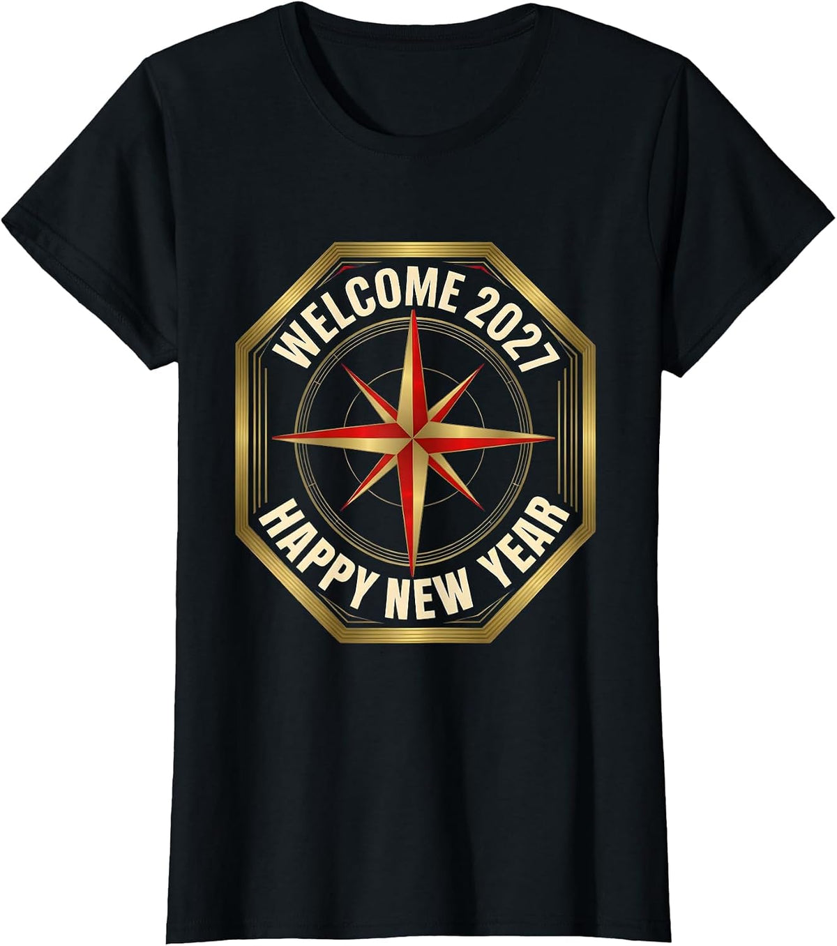 Women's Welcome 2027 Happy New Year Party Host Family Matching T-Shirt - Black