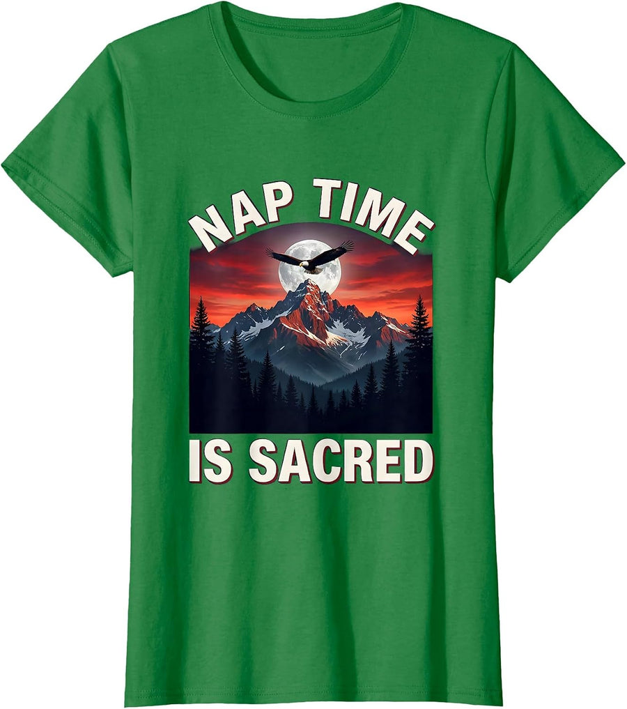 Women's Nap Time Is Sacred Kindergarten Teacher Design T-Shirt - Kelly Green