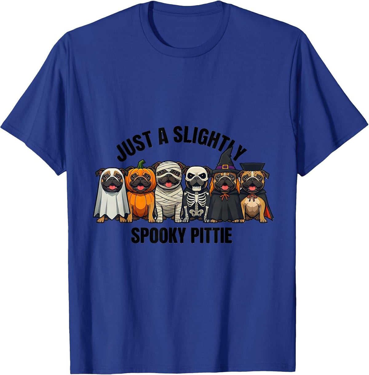 Just A Slightly Spooky Pittie Funny Pitbull Halloween T-Shirt - Royal Blue