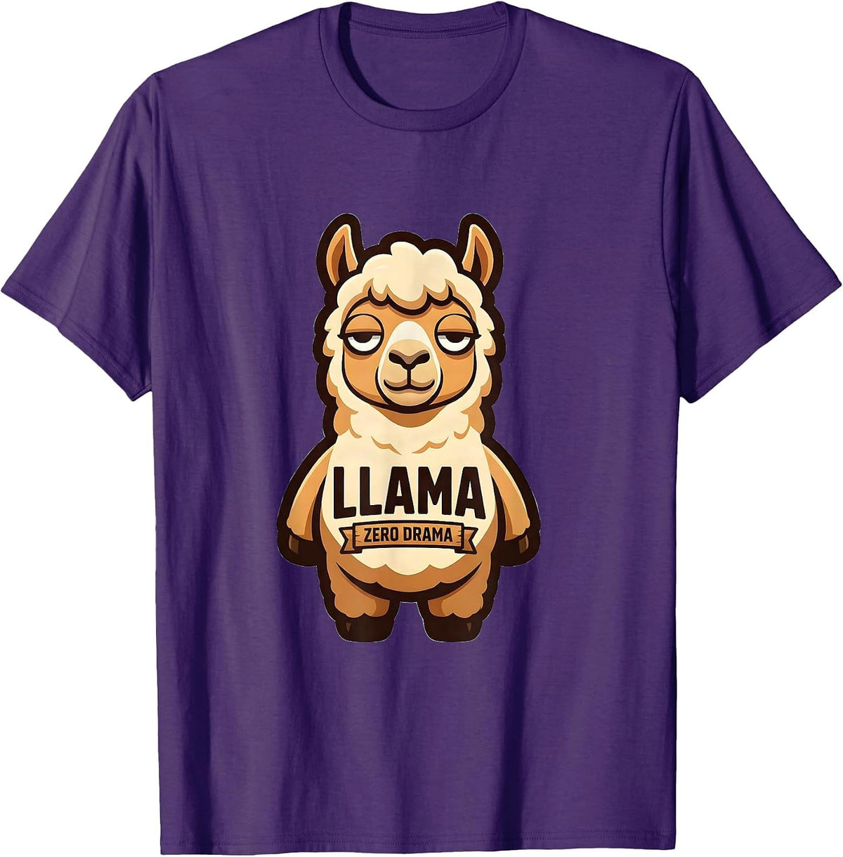Men's Llama Zero Drama Funny Llama Lover Alpaca Enthusiast Novelty T-Shirt - Purple