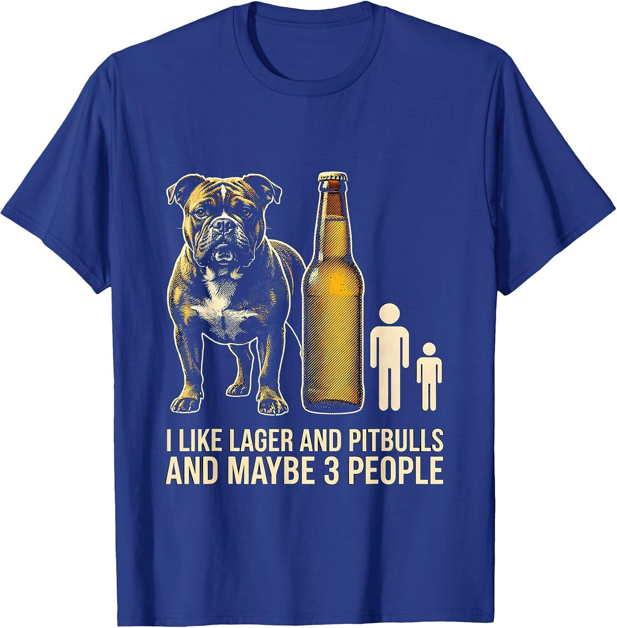 Men's I Like Lager And Pitbulls And Maybe 3 People Funny T-Shirt - Royal Blue