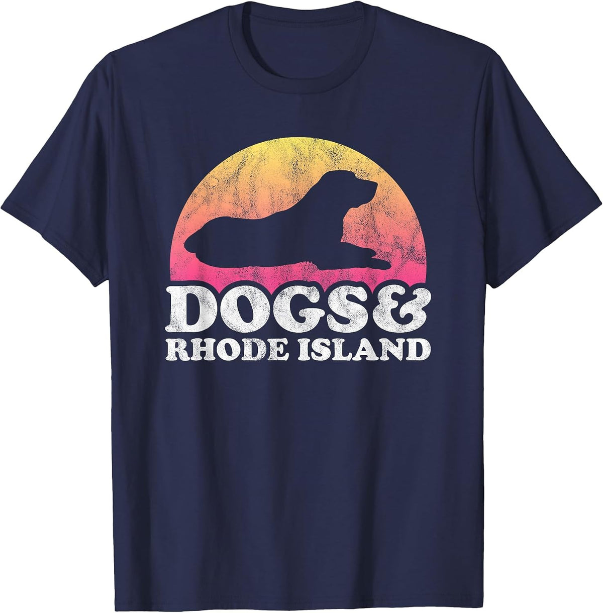 Dogs and Rhode Island Men's or Women's Dog T-Shirt - Navy Blue