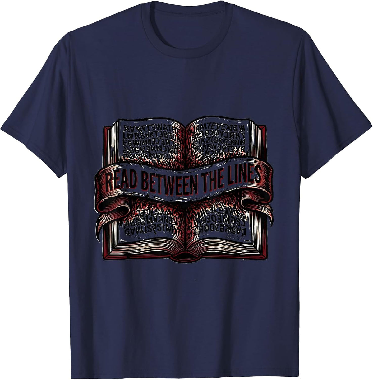 Men's Read Between The Lines Dyslexia Awareness Design T-Shirt - Navy Blue