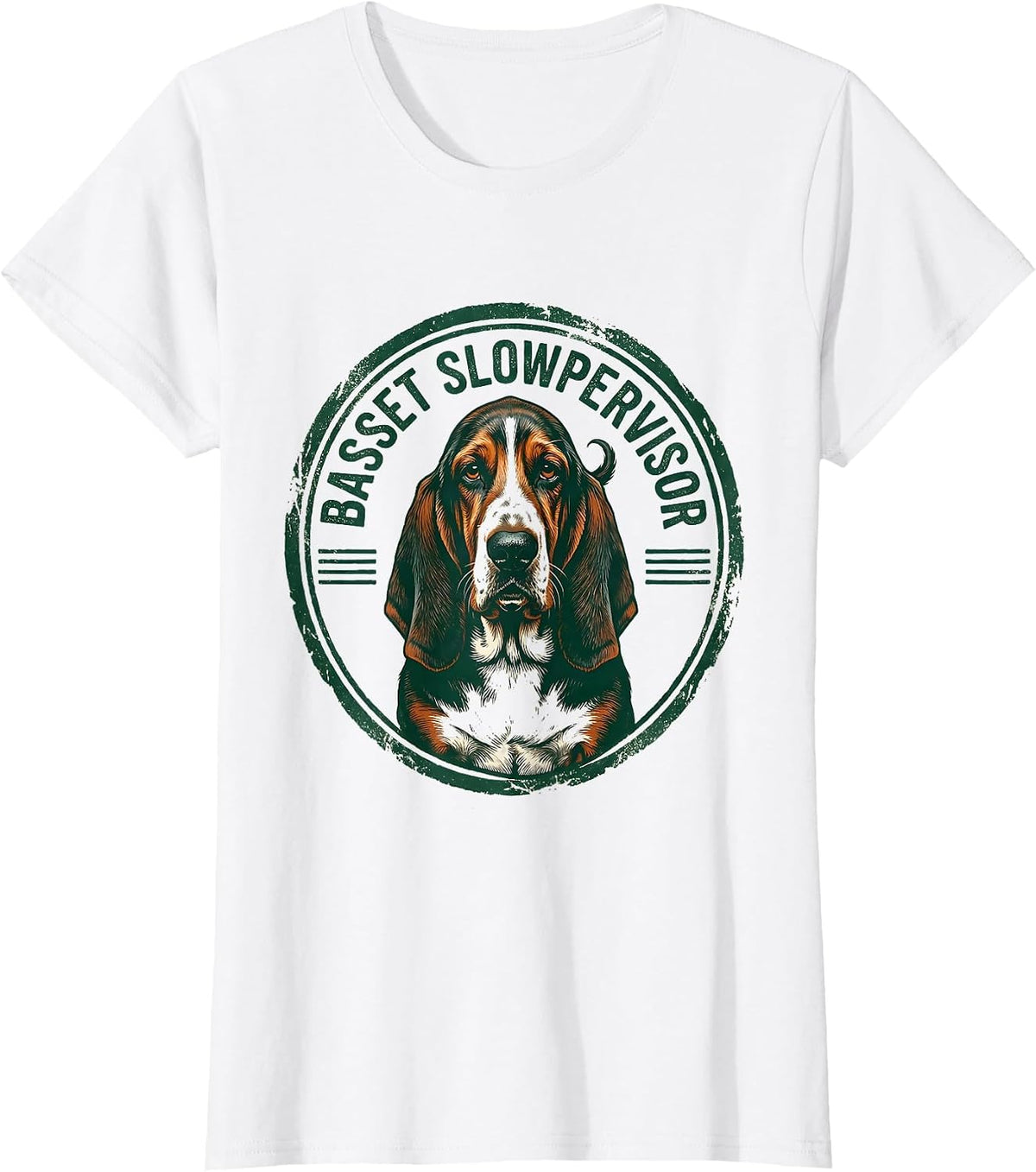 Basset Slowpervisor Funny Dog Owner Gift Breed Humor T-Shirt - White