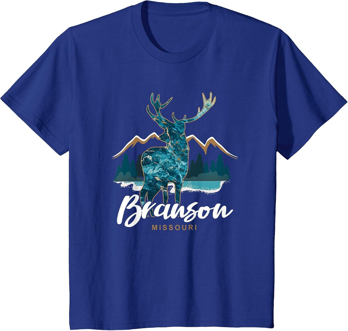 Branson Missouri Deer Ozark Mountains Nature Travel Souvenir T-Shirt - Royal Blue