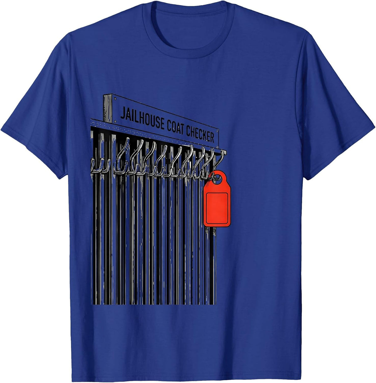 Men's Jailhouse Coat Checker Funny Police Officer Gift Law T-Shirt - Royal Blue