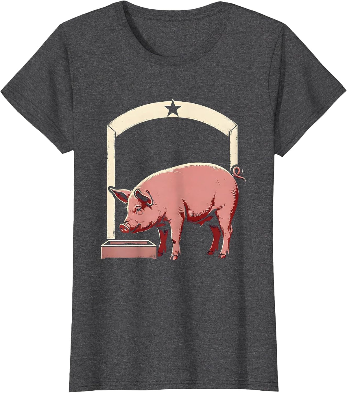 Women's Pig Lover Showcard Farm Humor Casual T-Shirt - Dark Heather Grey