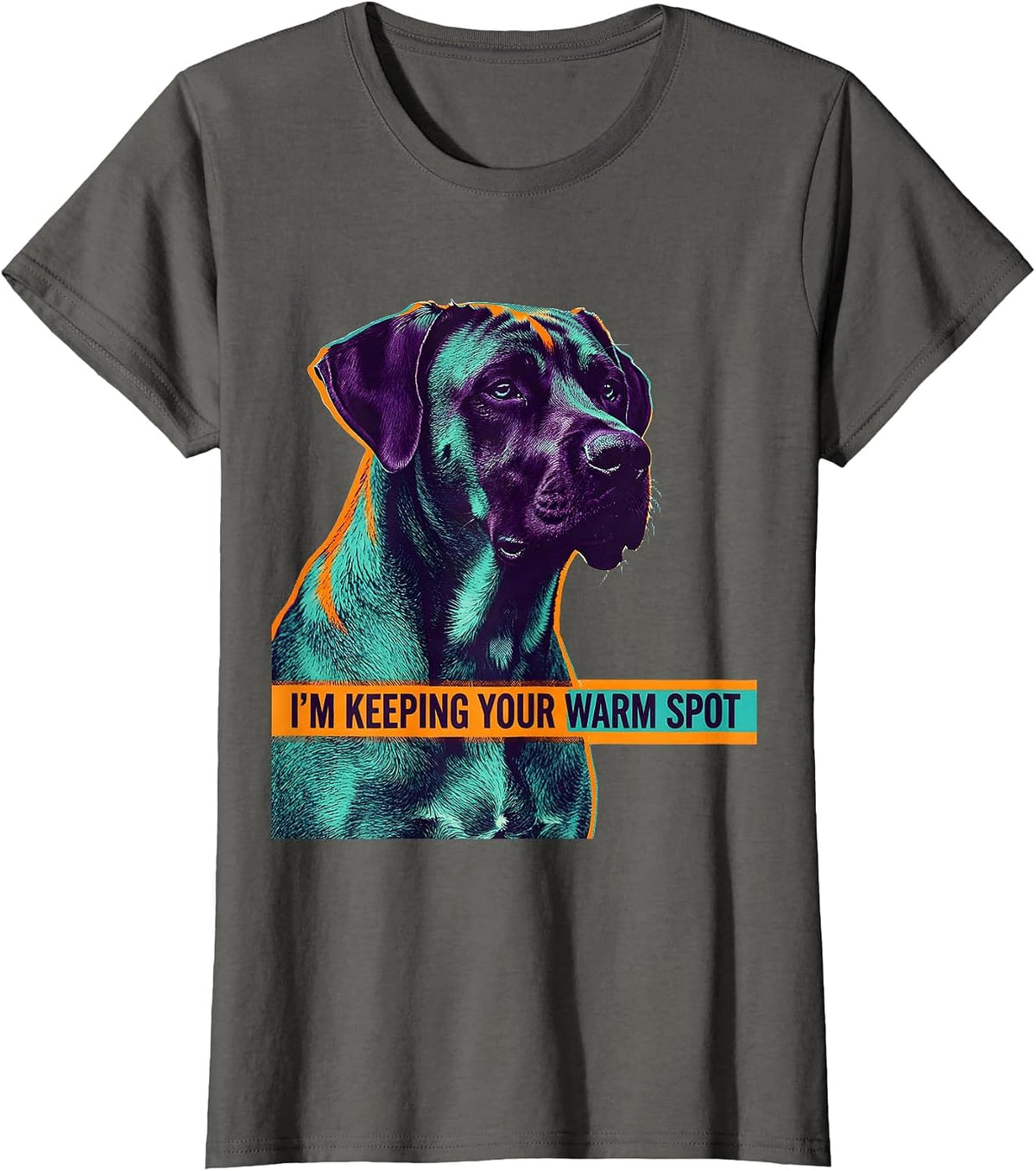 Women's I’m Keeping Your Warm Spot Rhodesian Ridgeback Dog Owner T-Shirt - Asphalt Grey
