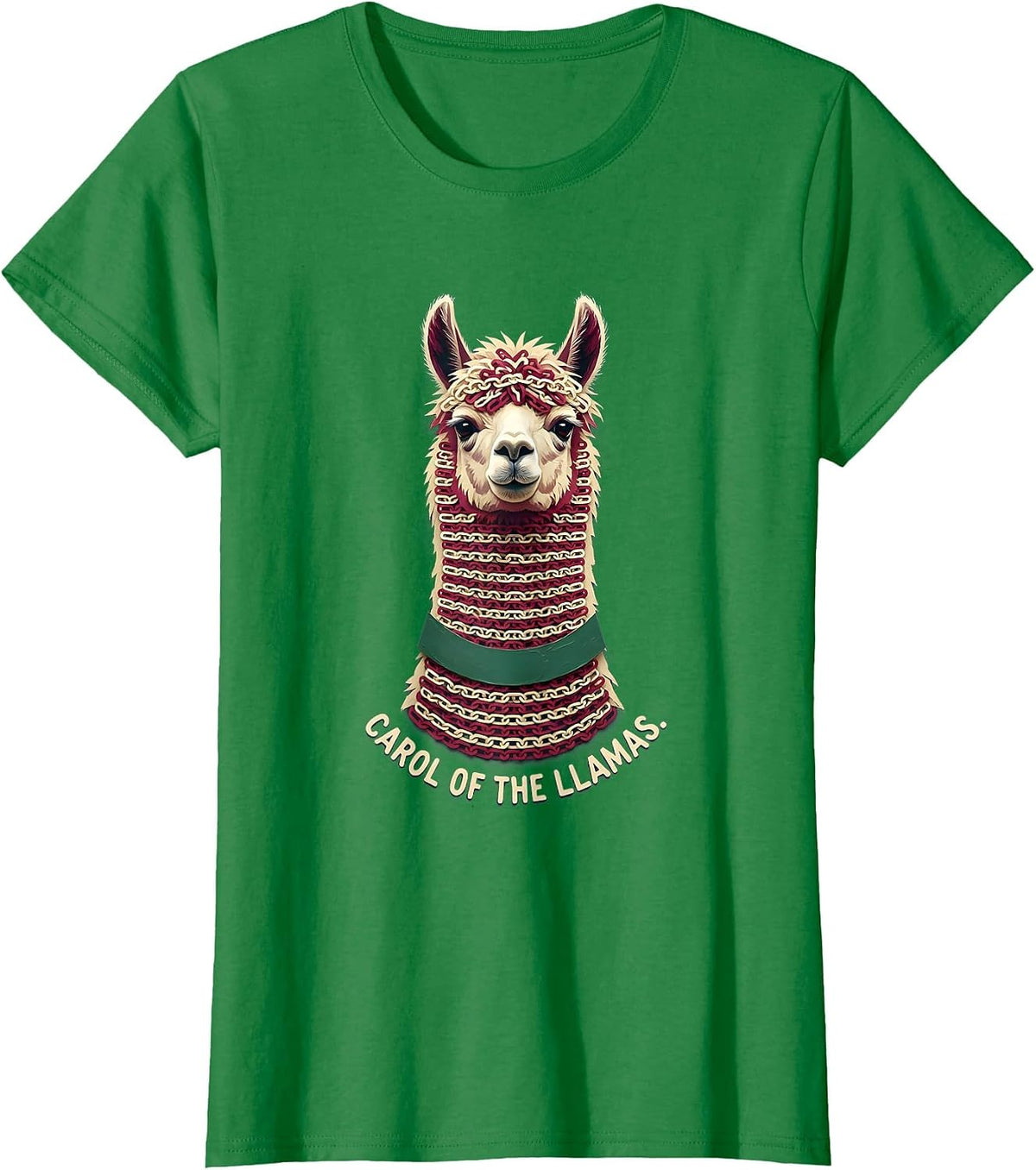 Carol Of The Llamas Funny Llama Christmas Animal Lover Gift T-Shirt - Kelly Green