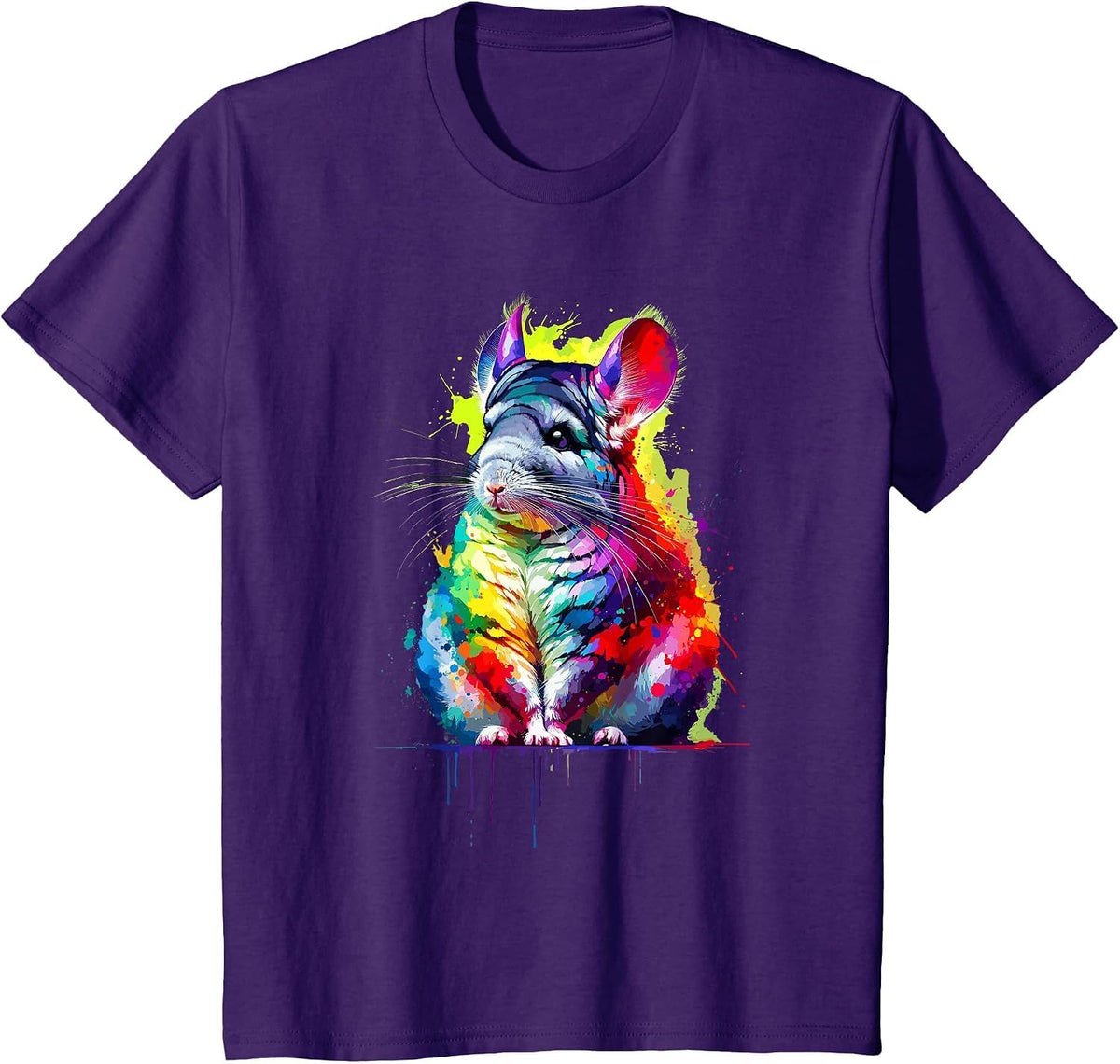 Splash Art Colourful Chinchilla Chinchillas T-Shirt - Purple
