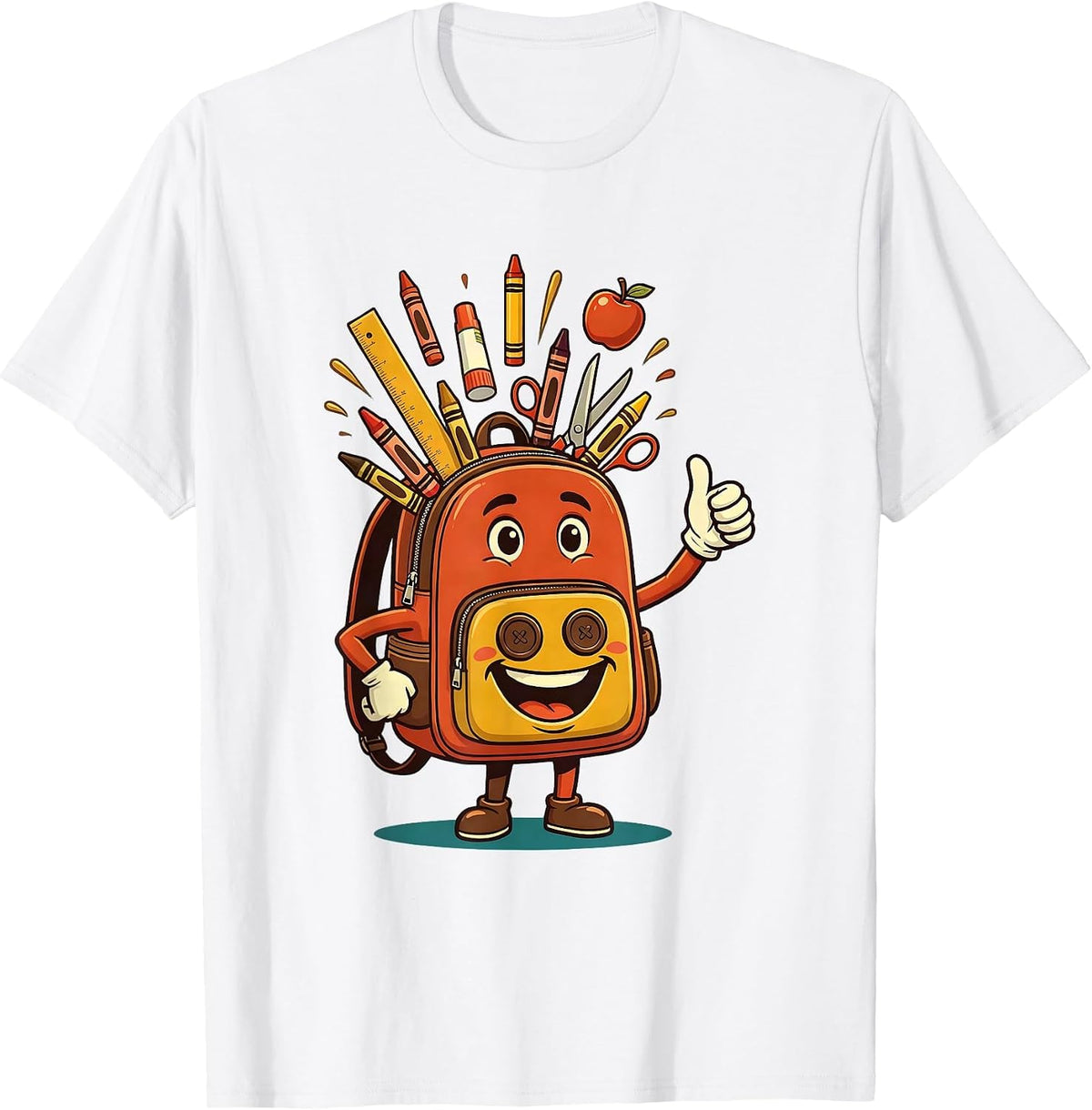 Men's Preschool Teacher Overflowing Backpack Graphic T-Shirt - White