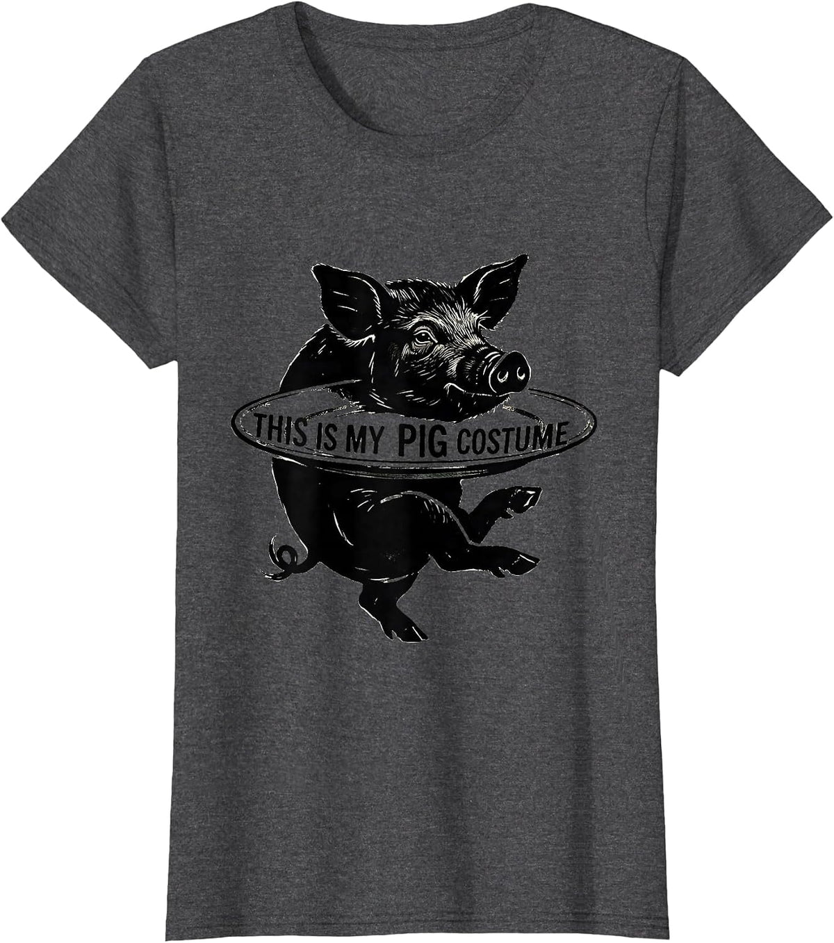 Women's This Is My Pig Costume Funny Pig Lover Halloween Costume T-Shirt - Dark Heather Grey