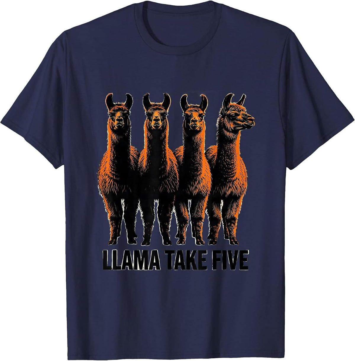 Llama Take Five Funny Alpaca Novelty Humor Gift T-Shirt - Navy Blue
