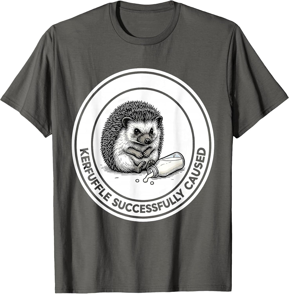 Kerfuffle Successfully Caused Funny Hedgehog Animal Meme T-Shirt - Asphalt Grey