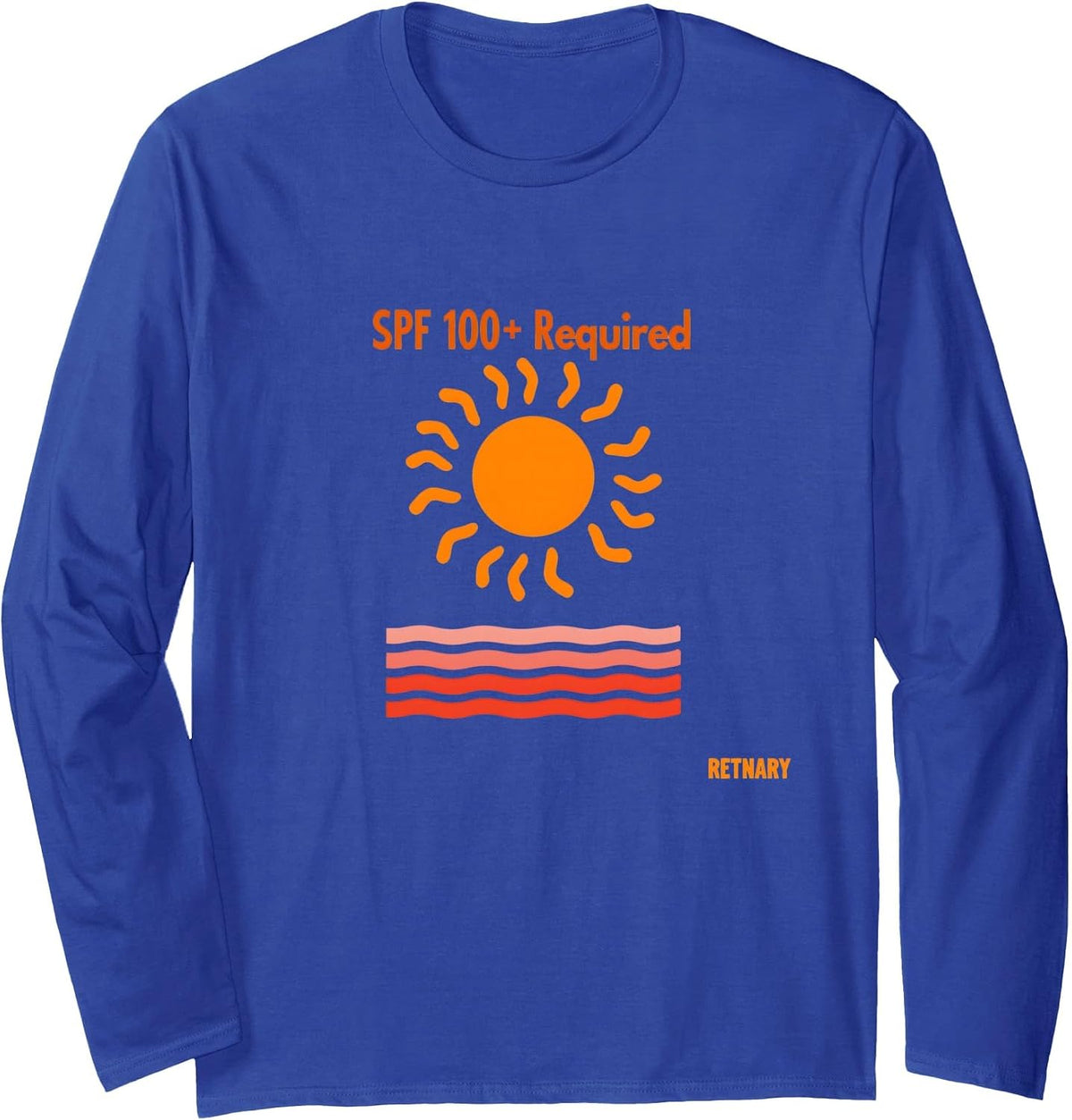SPF 100+ Required Caucasian Sun Protection Humour Beach Long Sleeve T-Shirt - Adult Unisex Royal Blue