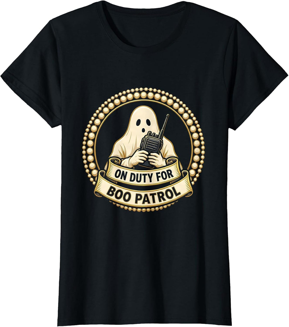 On Duty For Boo Patrol Ghost SpED Paraprofessional Halloween T-Shirt - Black